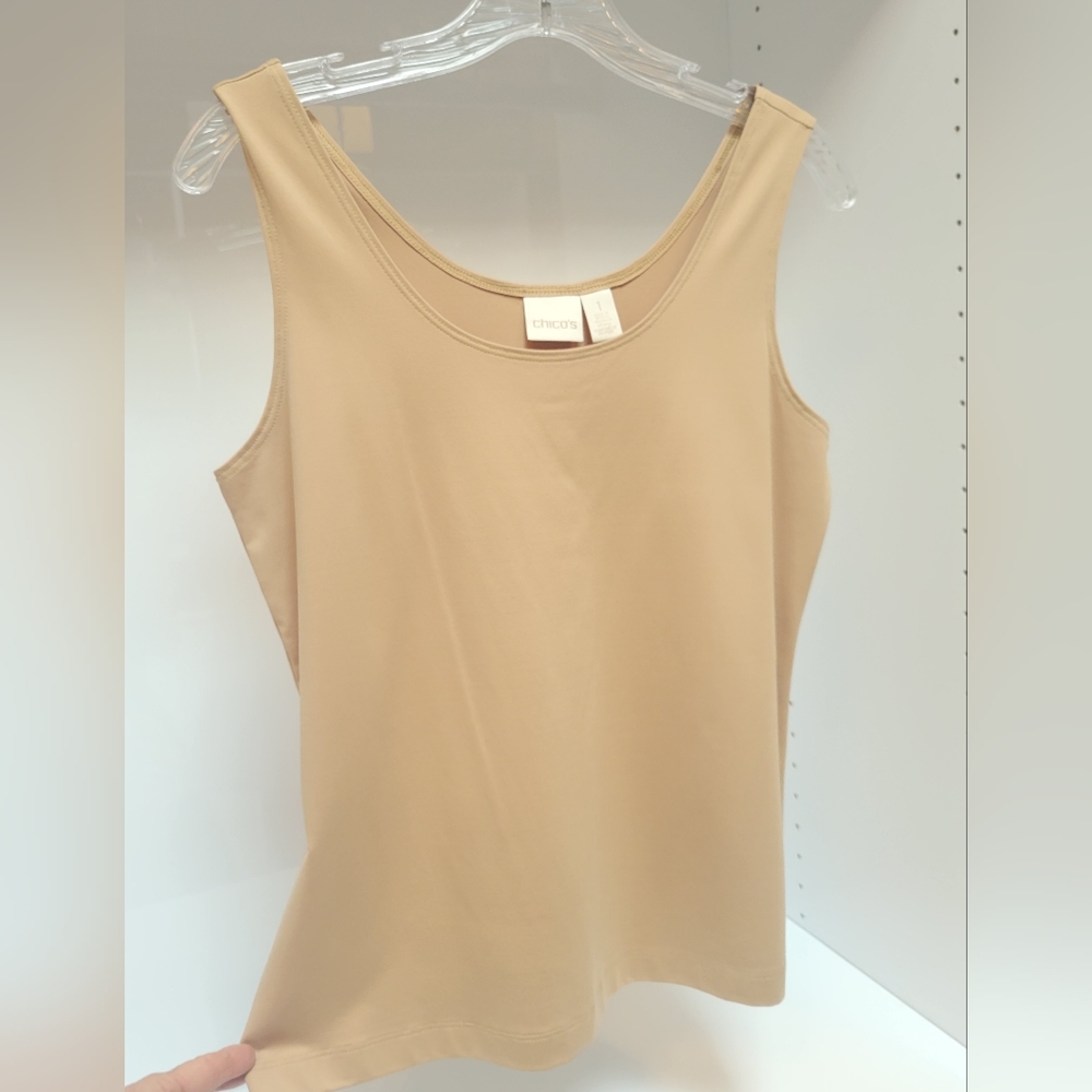 Chicos camel/tan microfiber tank.